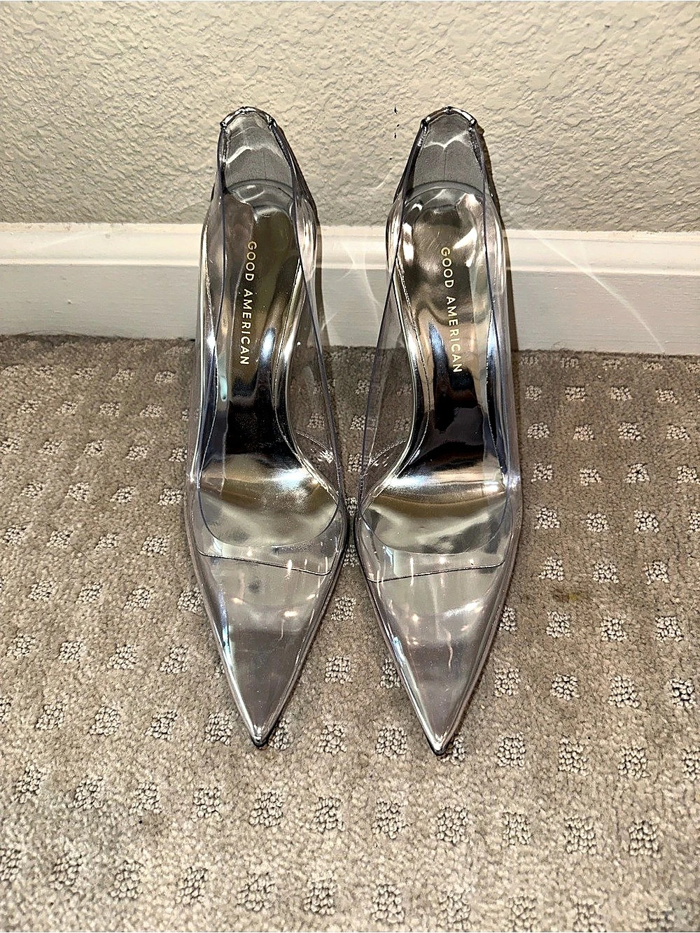 Good American Metallic Silver Pointed Toe Pumps Women's 8.5 - Picture 2 of 7